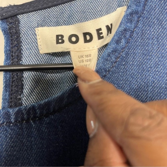 NEW Boden Women Dress 12 Denim Blouson Shift‎ Tencel Chambray Long Sleeve - Picture 6 of 16
